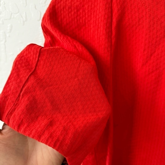 Anthropologie Red Floral Trim Textured Maeve Rousseau Flounced Dress 2 - Picture 6 of 15